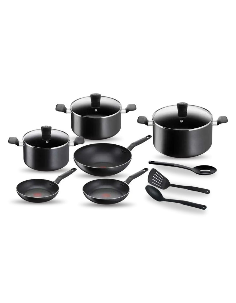Tefal Super Cook 12 pieces cookware set with titanium coating – durable non-stick pots, pans, and utensils